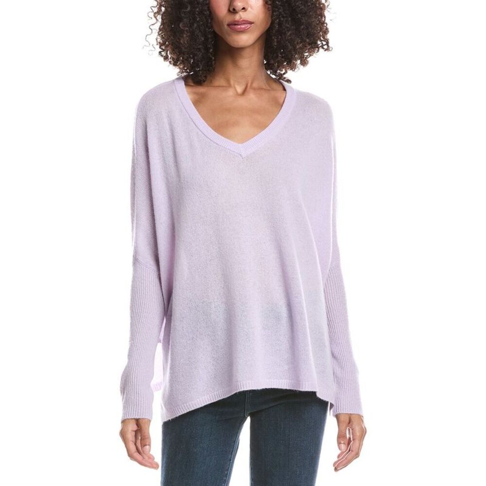 Brodie Cashmere Womens  Charlie V-Neck 100% Cashmere Sweater, Brown